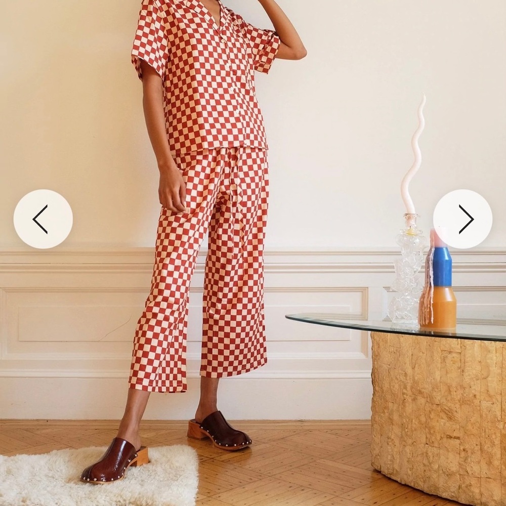 Wray NYC Checker Long Lounge Set in Spice - L